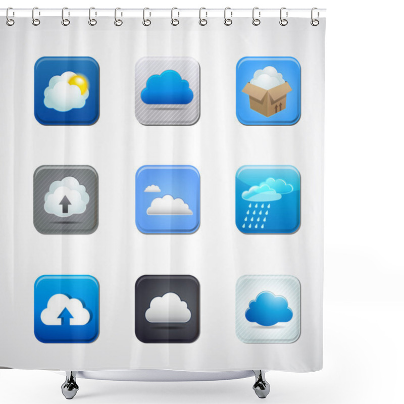 Personality  Cloud App Icons Shower Curtains