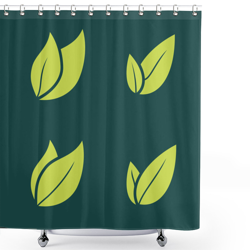 Personality  Leaf Pair Icon Vector Illustrations On Both Solid Shower Curtains