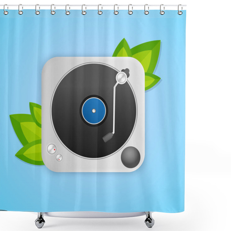 Personality  Turntable With Green Leaves Shower Curtains