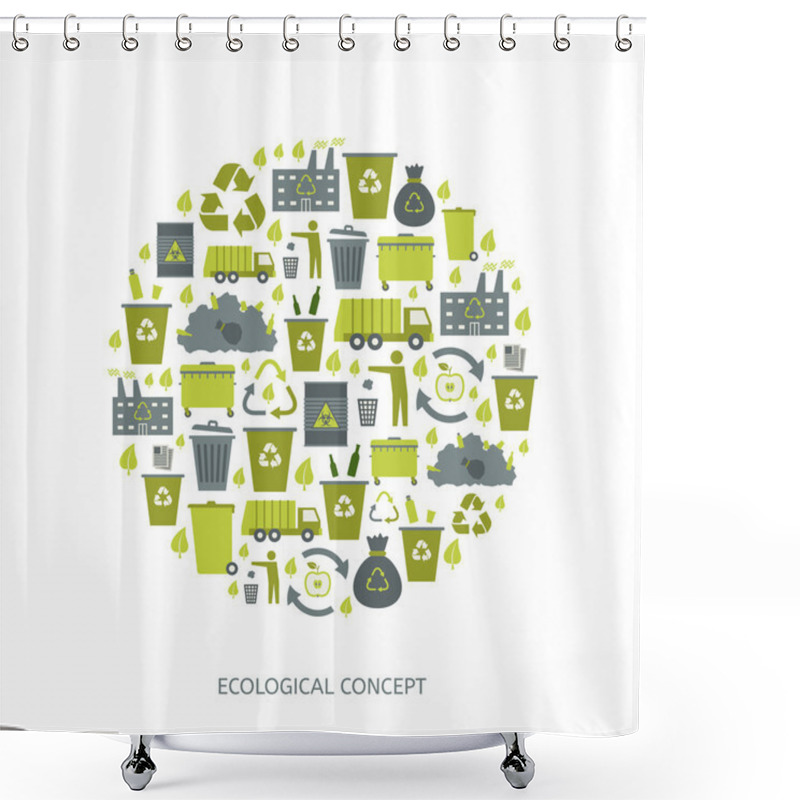 Personality  Recycling Garbage Icons Concept Shower Curtains