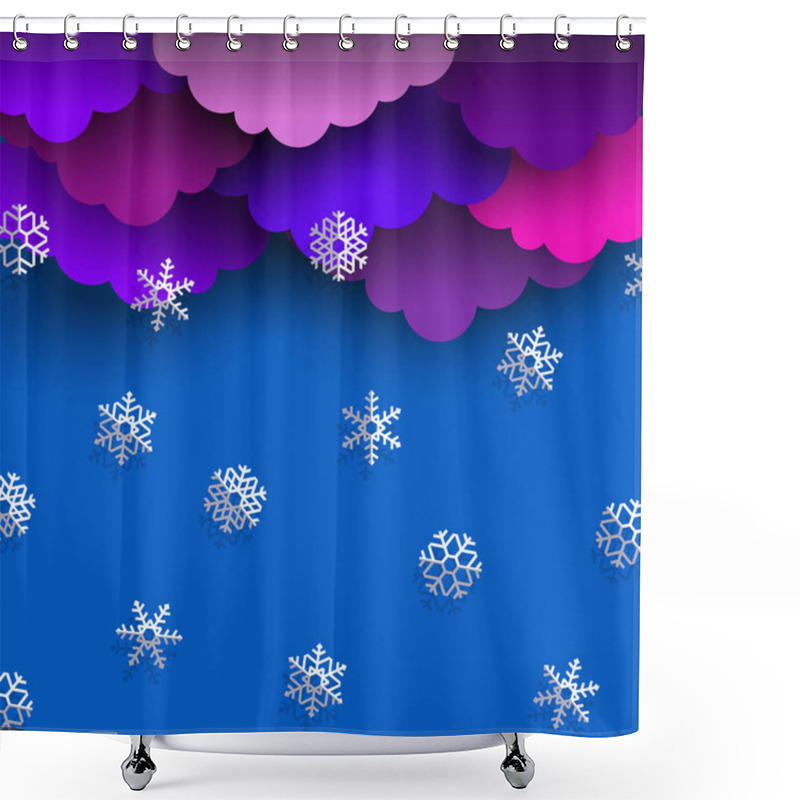 Personality  Paper Clouds With Snowflakes Shower Curtains