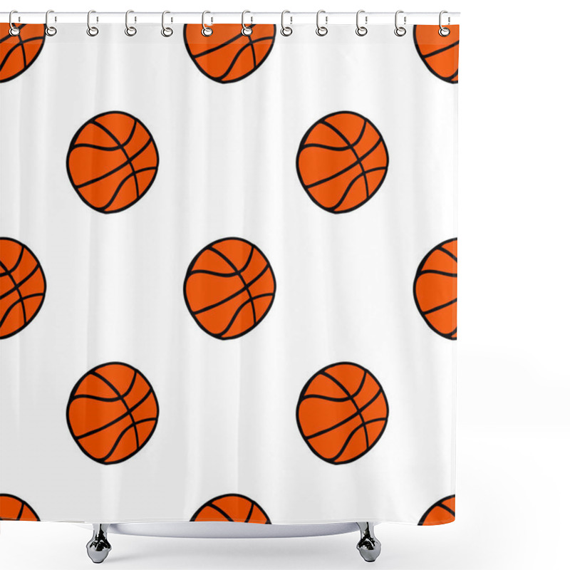 Personality  Basketball Seamless Doodle Pattern Shower Curtains