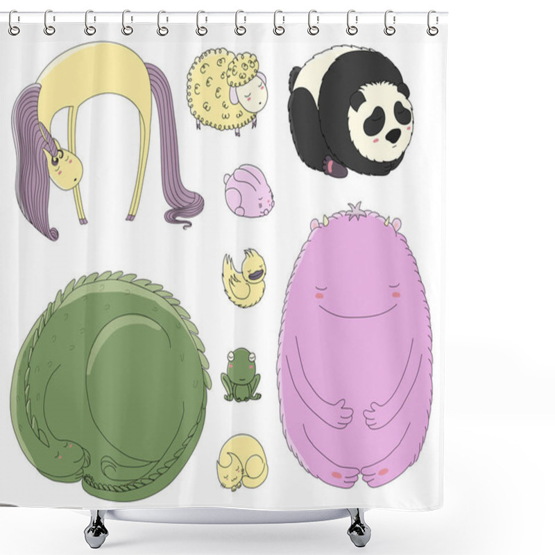 Personality  Sleeping Animals Set Shower Curtains