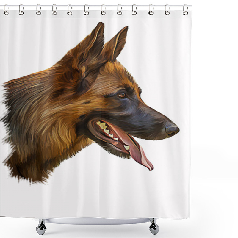 Personality  Drawing German Shepherd Dog Shower Curtains