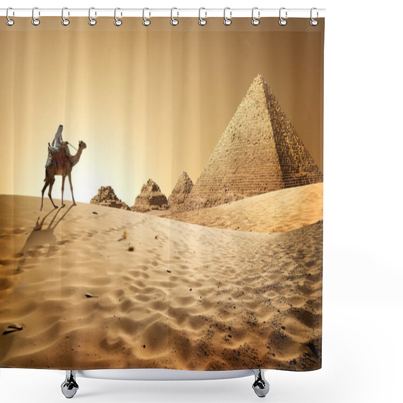 Personality  Pyramids In Desert Shower Curtains