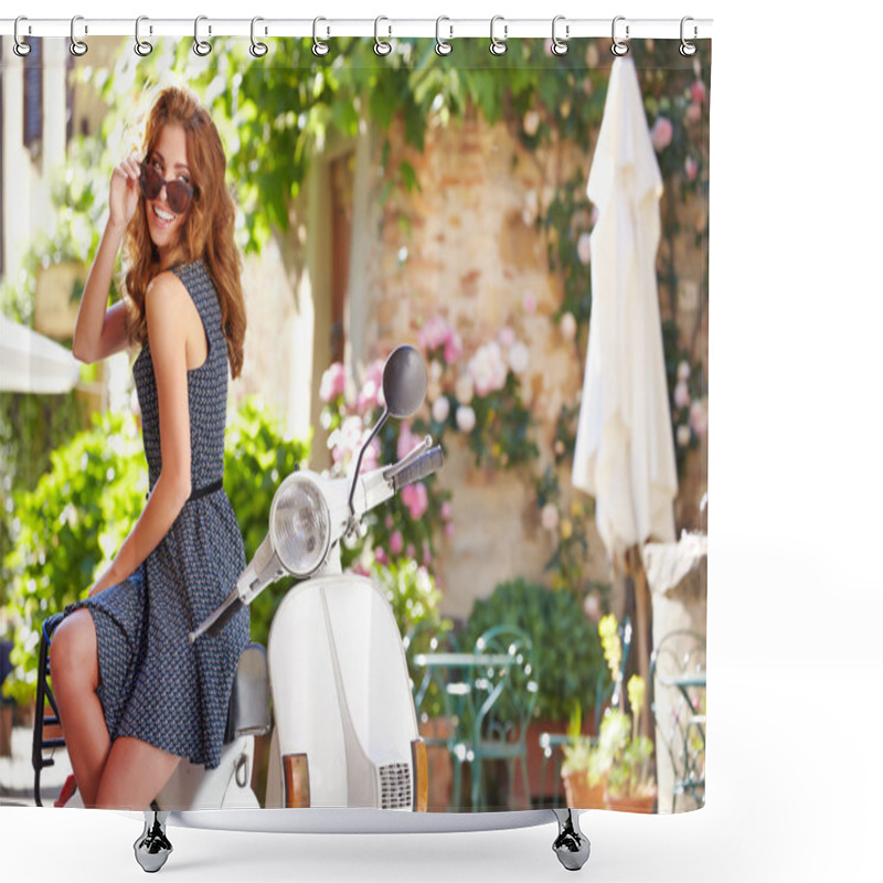 Personality  Italian Woman Sitting On Scooter Shower Curtains