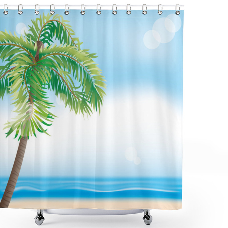 Personality  Summer Illustration. Tropical Beach Shower Curtains