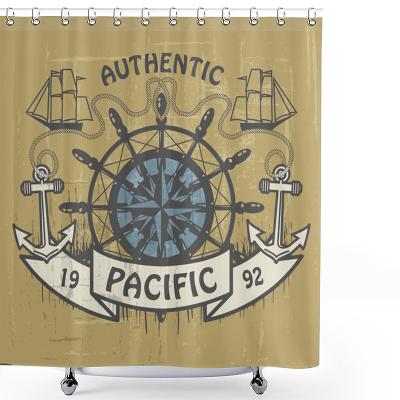 Personality  Authentic Pacific Stamp Shower Curtains