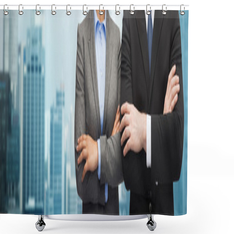 Personality  Businesswoman And Businessman With Crossed Arms Shower Curtains