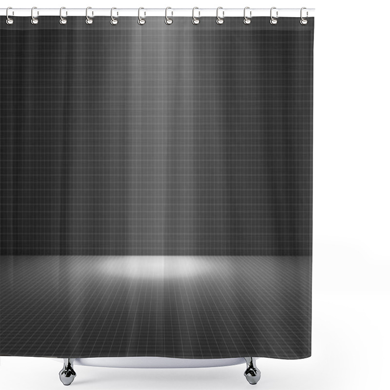 Personality  Black Tile Room With A Spotlight, Texture Pattern Shower Curtains