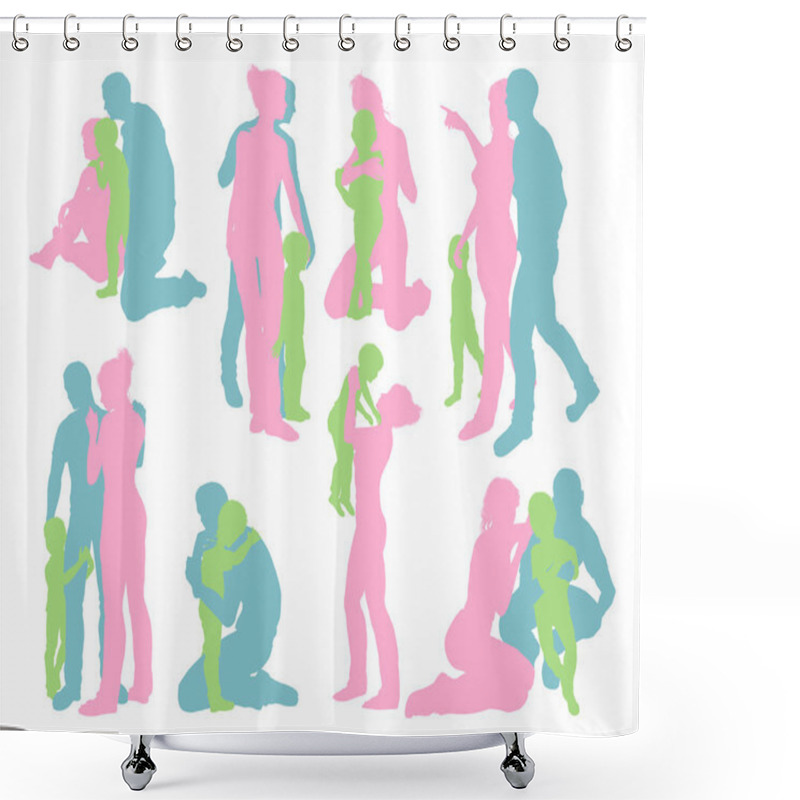 Personality  Happy Family Detailed Silhouettes Shower Curtains