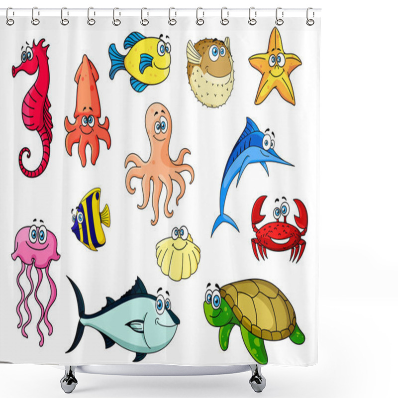 Personality  Cartoon Sea Animals For Underwater Wildlife Design Shower Curtains