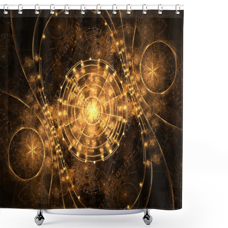 Personality  Yellow Fractal Watch, Digital Artwork For Creative Graphic Design Shower Curtains