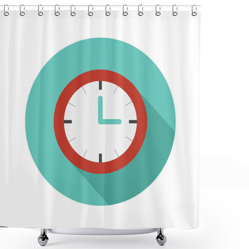 Personality  Vector Flat Modern Round Watch Icon Shower Curtains