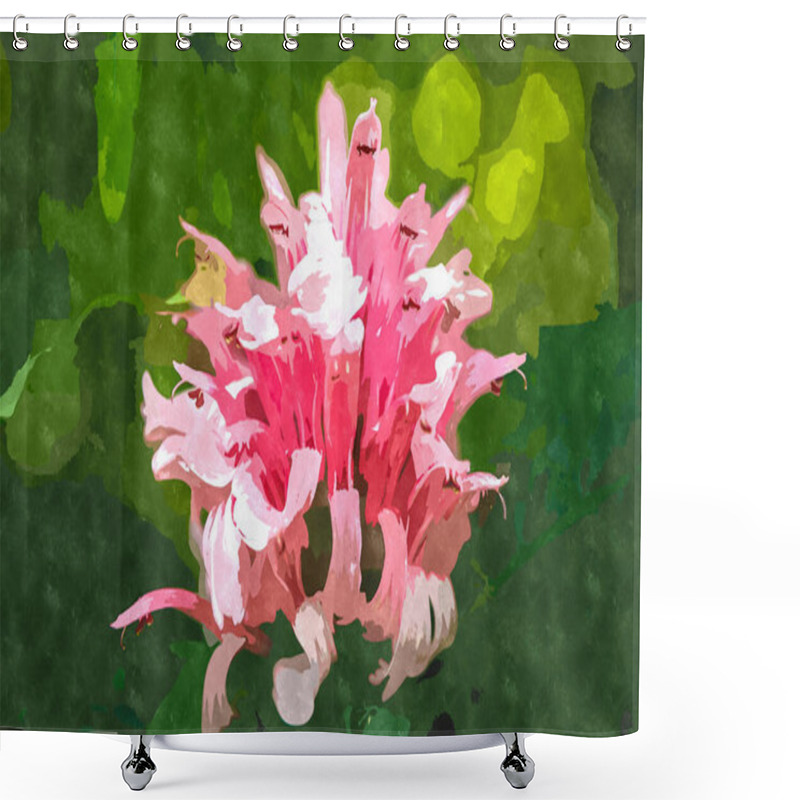 Personality  Watercolor Flower Painting Illustration.Exotic Flowers Blooming In Botanical Garden In Spring Season.Beautiful Floral Wallpaper Painted With Water Color On Canvas For Poster And Postcard Design Shower Curtains