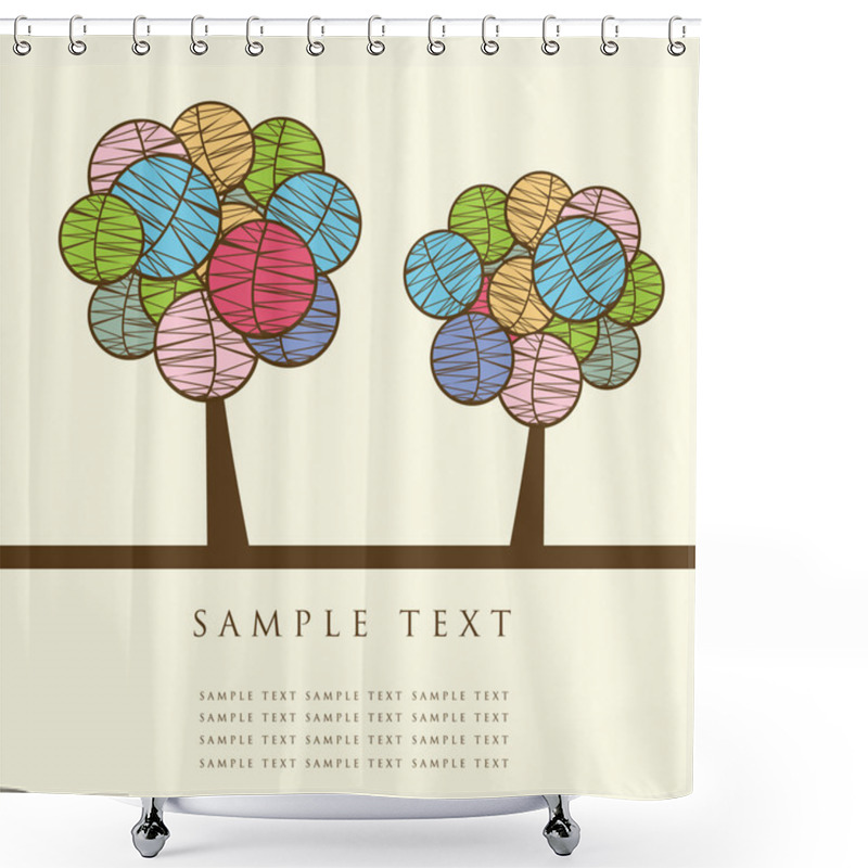 Personality  Abstract Trees. Vector Retro Card. Shower Curtains