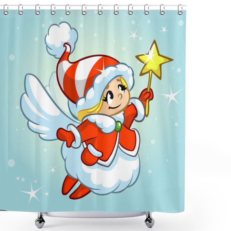 Personality  Vector Illustration Cute Christmas Angel Character Shower Curtains