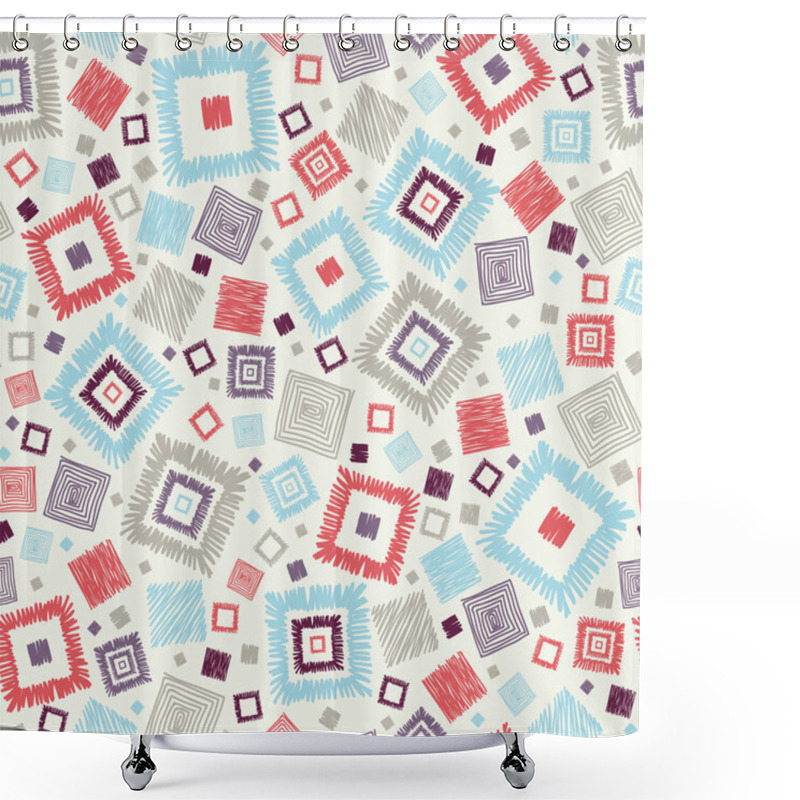 Personality  Textured Geometric Squares Seamless Pattern Background Shower Curtains