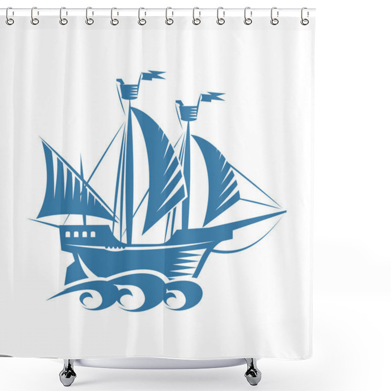 Personality  Retro Ship Shower Curtains