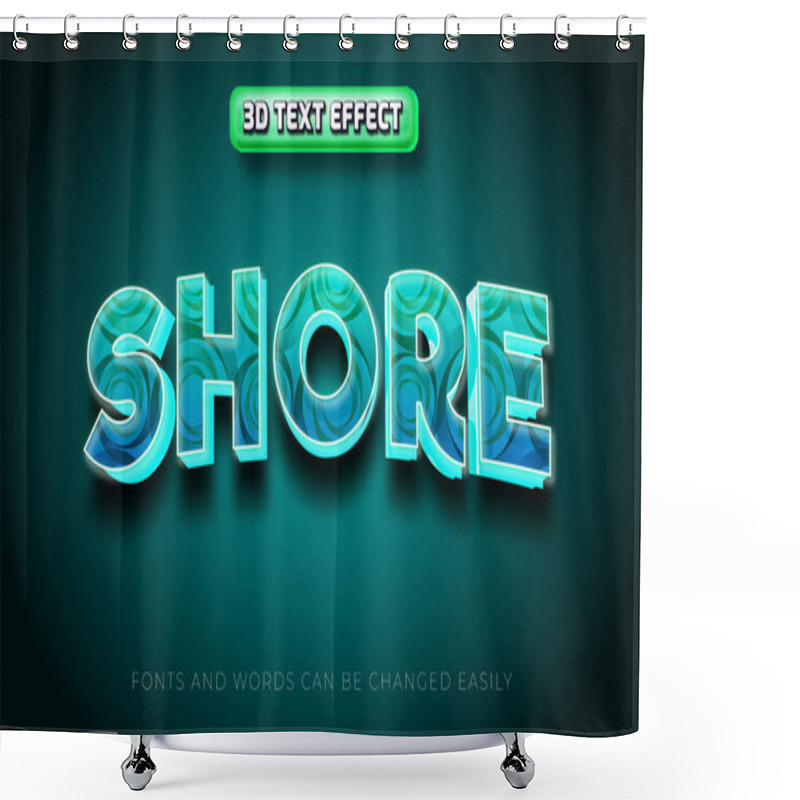 Personality  Shore Beach 3d Editable Text Effect Style Shower Curtains