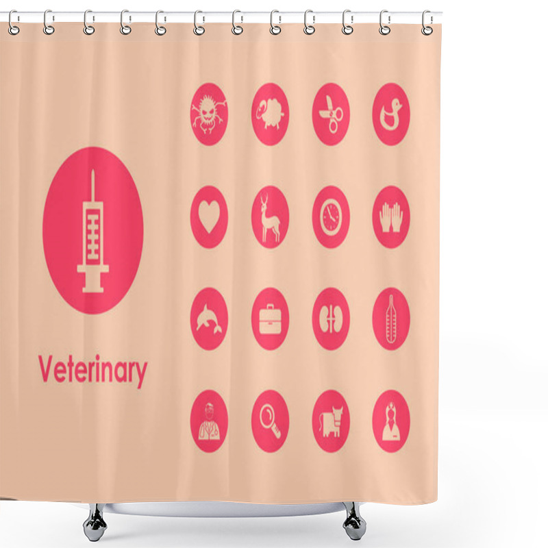 Personality  Set Of Veterinary Simple Icons Shower Curtains