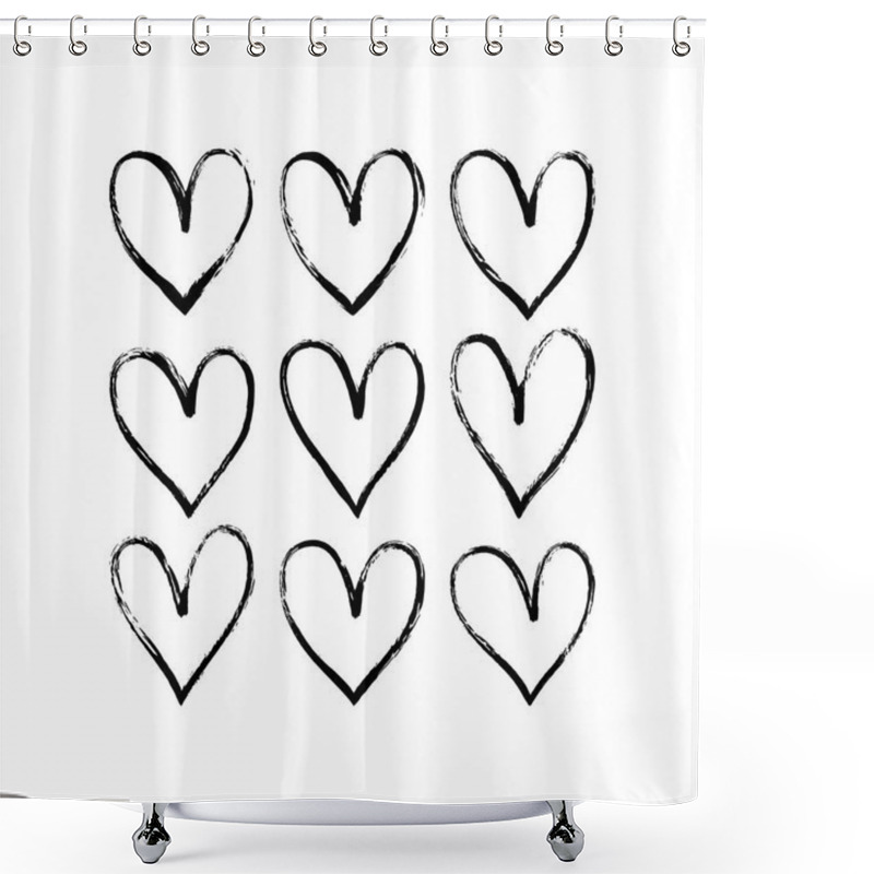 Personality  Hand Drawn Hearts Shower Curtains