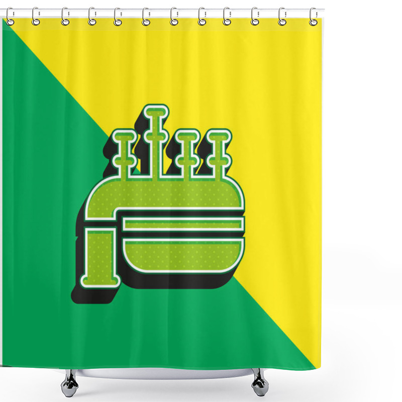 Personality  Bagpipe Green And Yellow Modern 3d Vector Icon Logo Shower Curtains