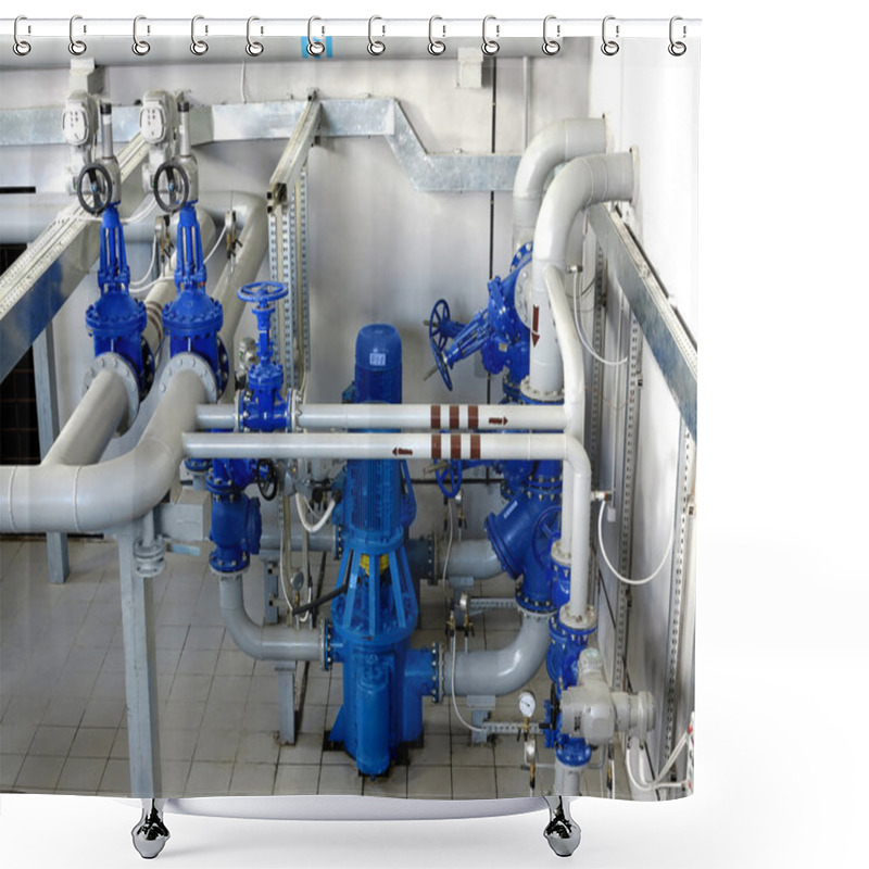 Personality  Water Pumping Station, Industrial Interior And Pipes. Water Syst Shower Curtains