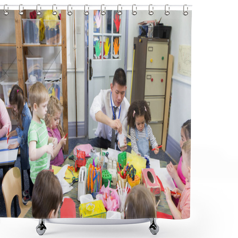 Personality  Craft Time At Nursery Shower Curtains