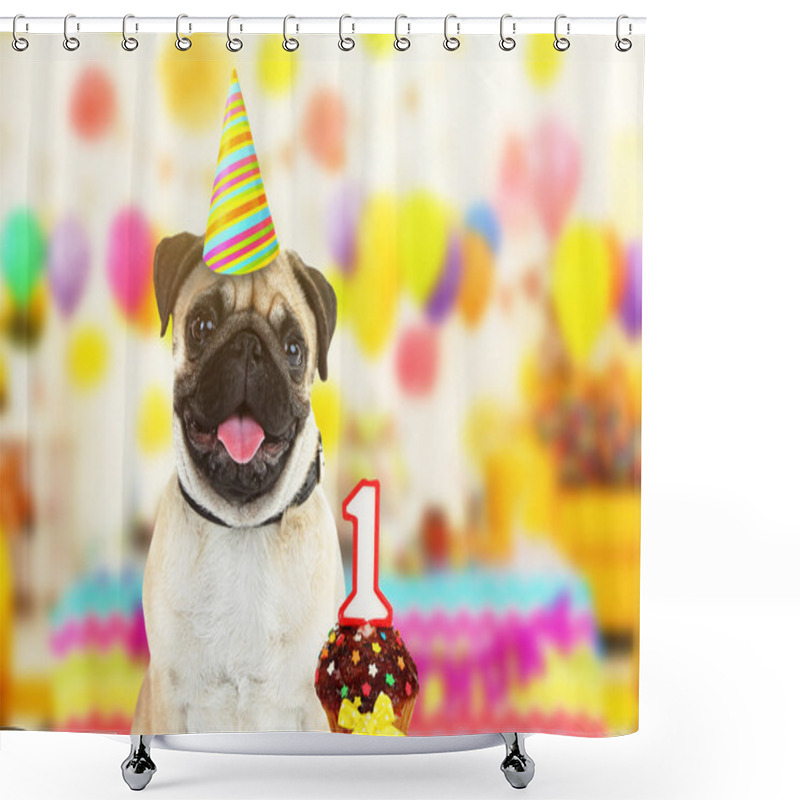 Personality  Funny Dog Celebrating Birthday Party Shower Curtains