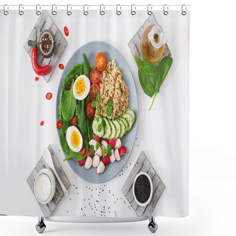 Personality  Healthy Salad Of Fresh Vegetables Shower Curtains