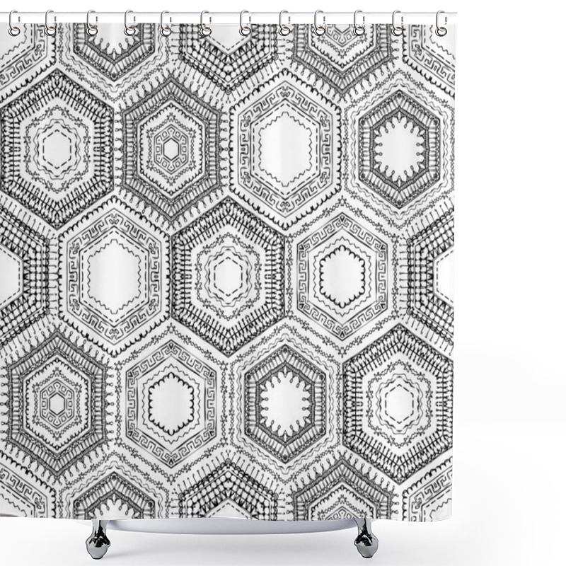 Personality  Crochet Seamless Hexagons Pattern.  Shower Curtains