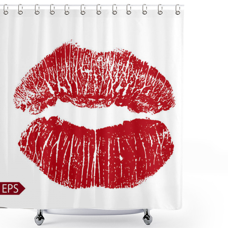 Personality  Print Of Red Lips. Vector Illustration On A White Background. EPS Shower Curtains