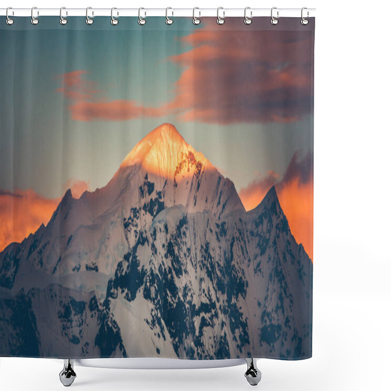 Personality  The Sunlit Snow Covered Mountain Top. Antarctica. Shower Curtains