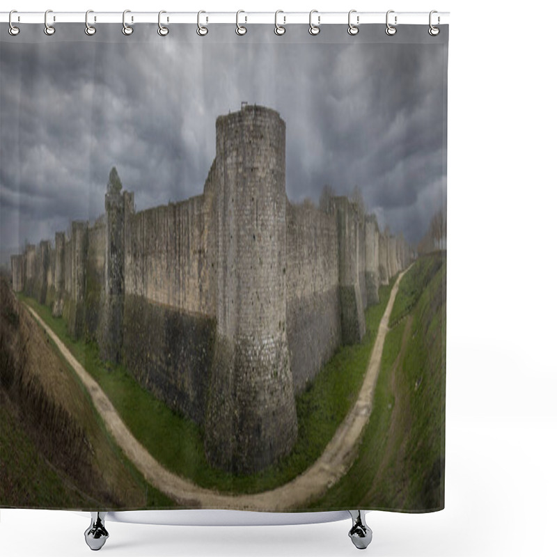 Personality  Provins, France - 11 30 2024: Panoramic View Of The Rampart Of The Medieval City Shower Curtains