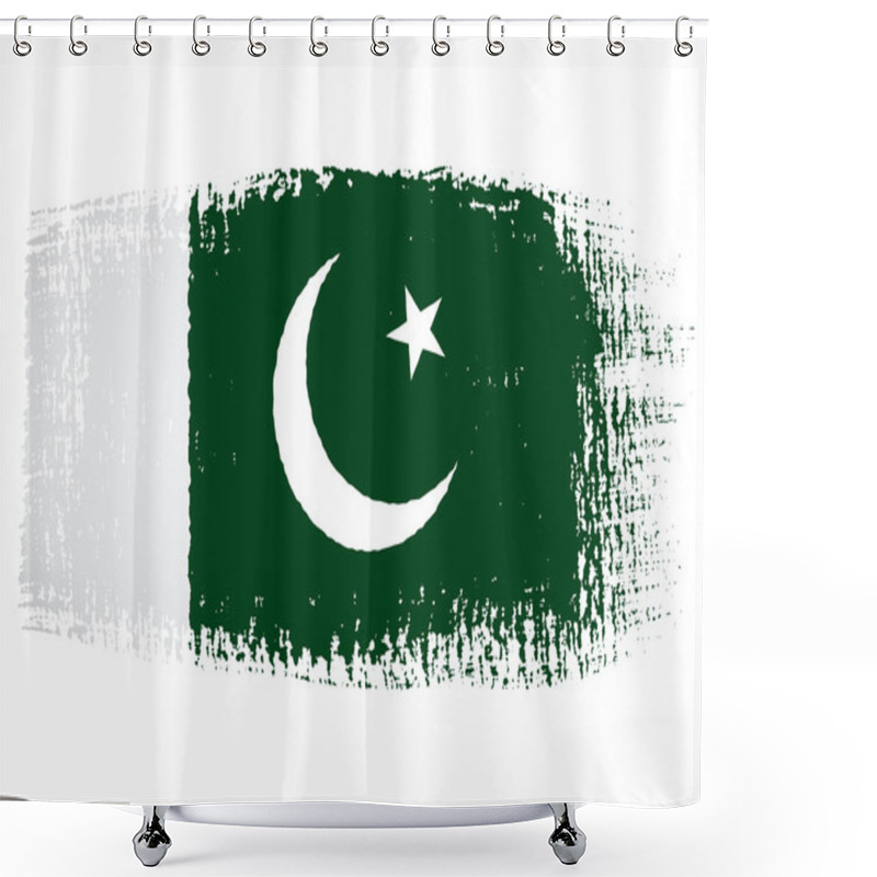 Personality  Brushstroke Flag Pakistan Shower Curtains