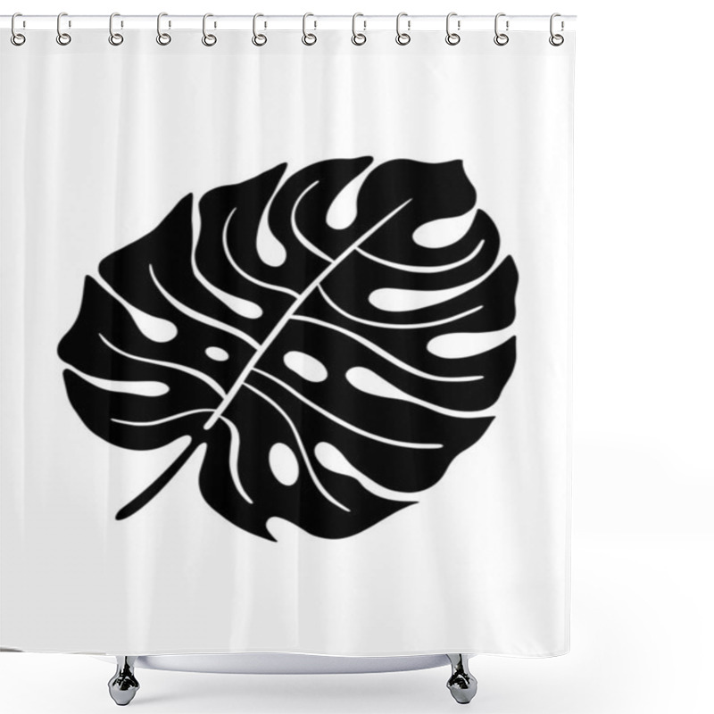 Personality  Hand Drawing Silhouette Of Tropical Leaf Monstera Deliciosa Isolated On White Background. Suitable For Printing Wall Art, Logo, Package Shower Curtains