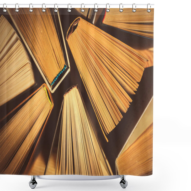 Personality  Stack Of Books Background  Shower Curtains