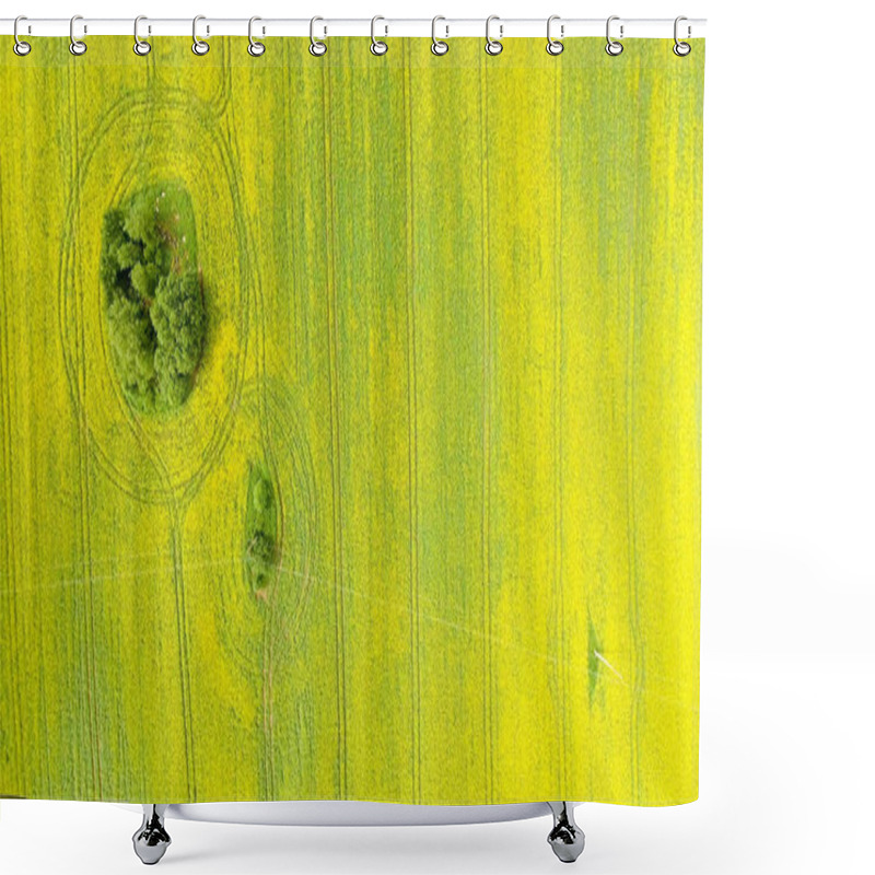 Personality  Overhead Aerial View Of Beautiful Yellow Meadows In Open Country Shower Curtains