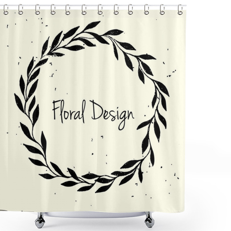 Personality  Hand Drawn Leaf Wreath Invitation Card Shower Curtains