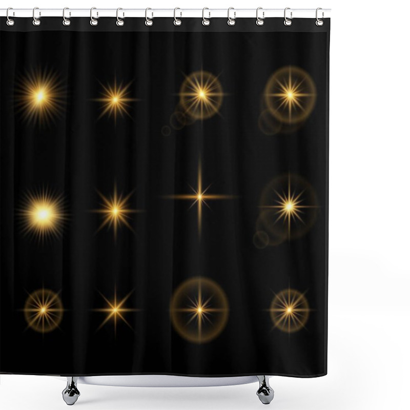 Personality  Creative Concept Vector Set Of Glow Light Effect Stars Bursts With Sparkles Isolated On Black Background. For Illustration Template Art Design, Banner For Christmas Celebrate, Magic Flash Energy Ray. Shower Curtains