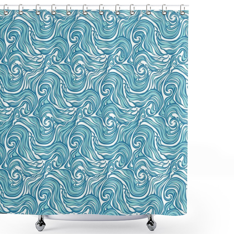 Personality  Seamless Abstract Hand-drawn Curly Pattern With Waves And Swirls Shower Curtains