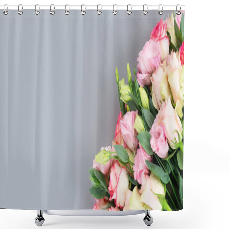 Personality  Fresh Rose Flowers On Gray Shower Curtains