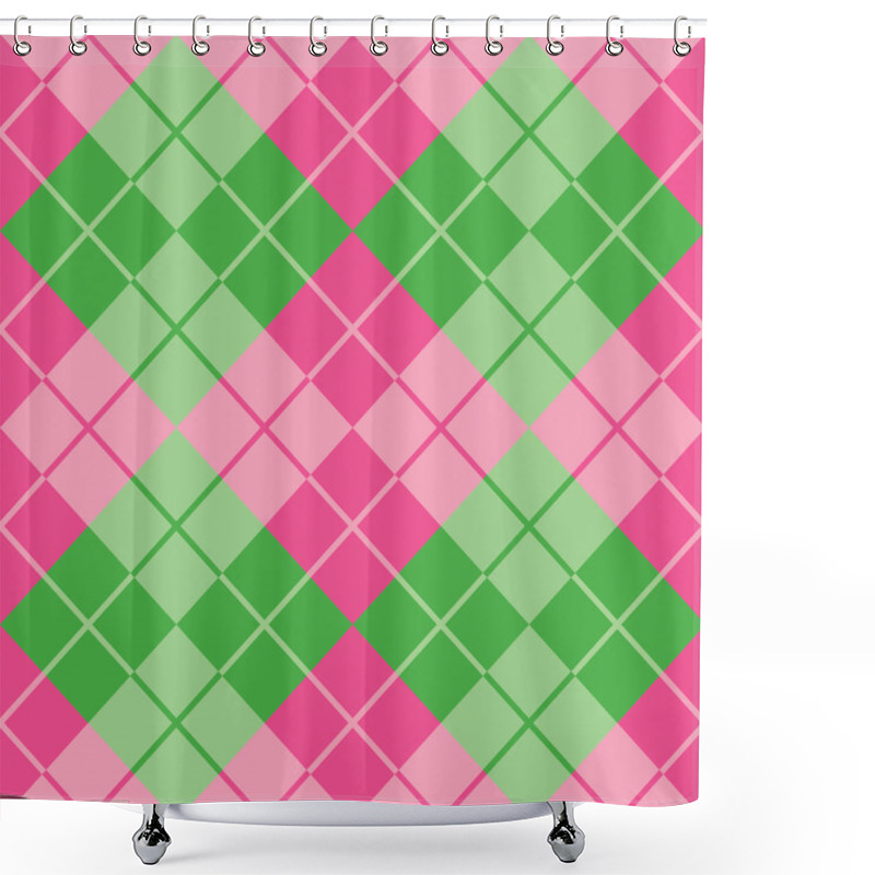 Personality  Argyle In Pink And Green Shower Curtains