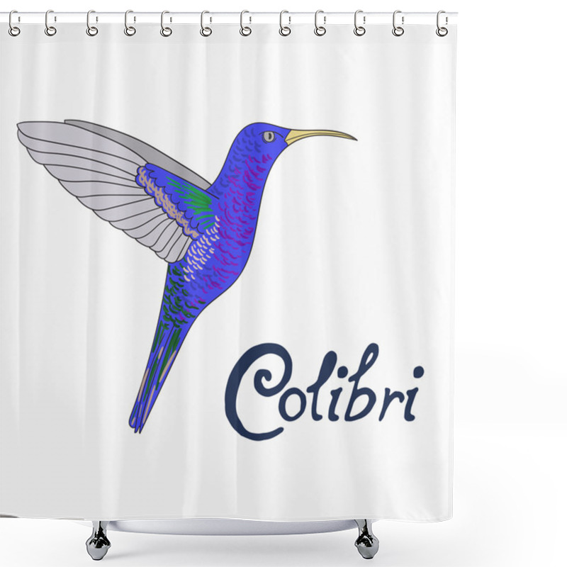 Personality  Bird Colibri Vector Illustration Shower Curtains