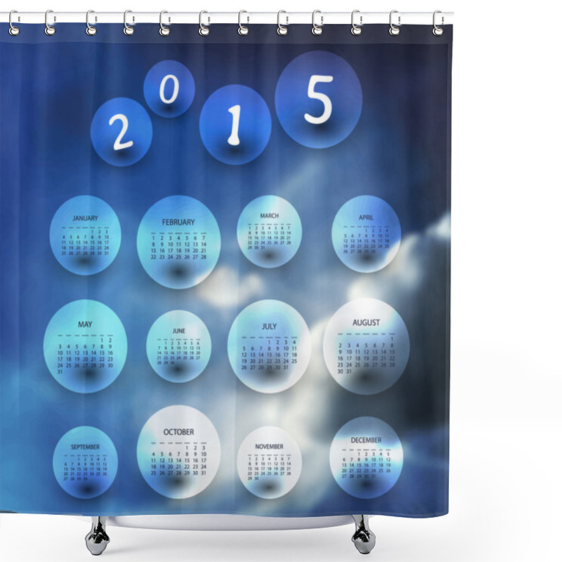 Personality  Calendar 2015 - Template Illustration With Blurred Background Shower Curtains