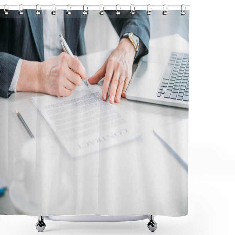 Personality  Businesswoman Signing Contract Shower Curtains