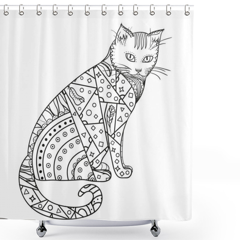 Personality  Cat. Design Zentangle Shower Curtains