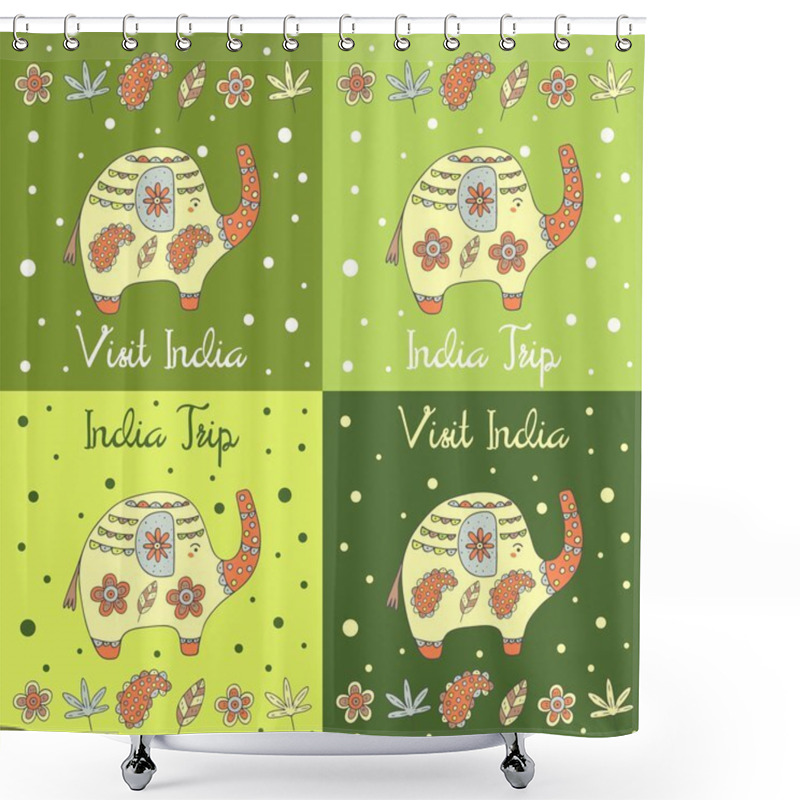 Personality  Cute Hand Drawn Doodle Cards Shower Curtains