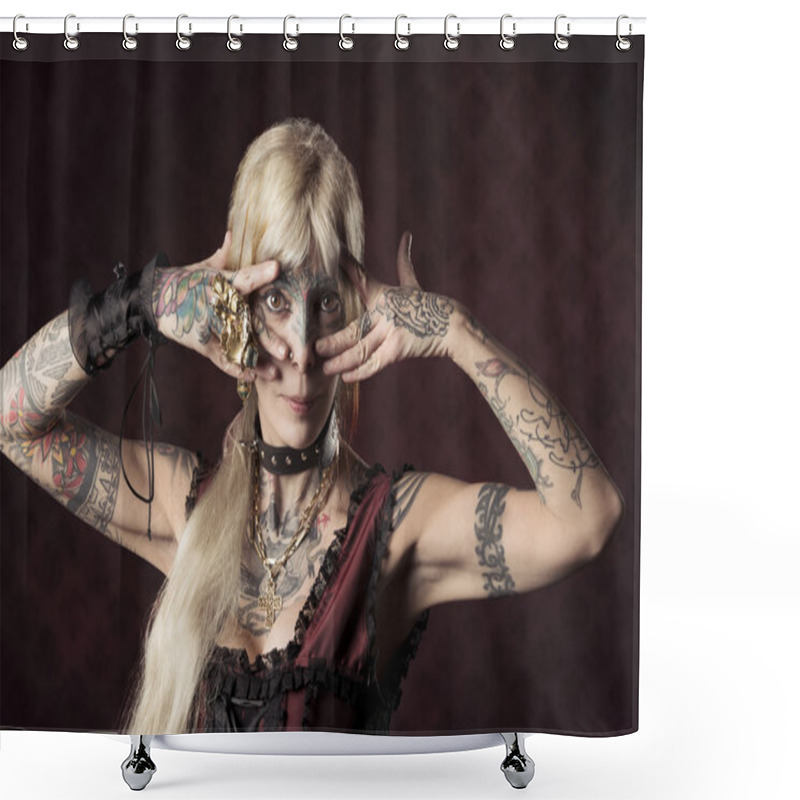 Personality  Carnival Girl With Tattoo  Shower Curtains